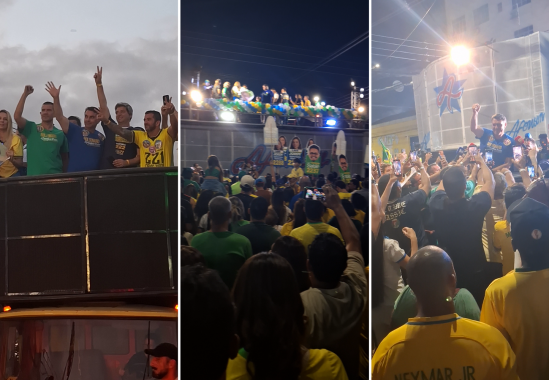Flávio Bolsonaro atrai multidão durante visita de candidatos do PL a Campos